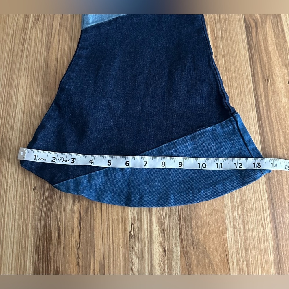 Altar’d State High Waisted Color Block Patch Bell Bottom Blue Size Medium - Picture 8 of 11